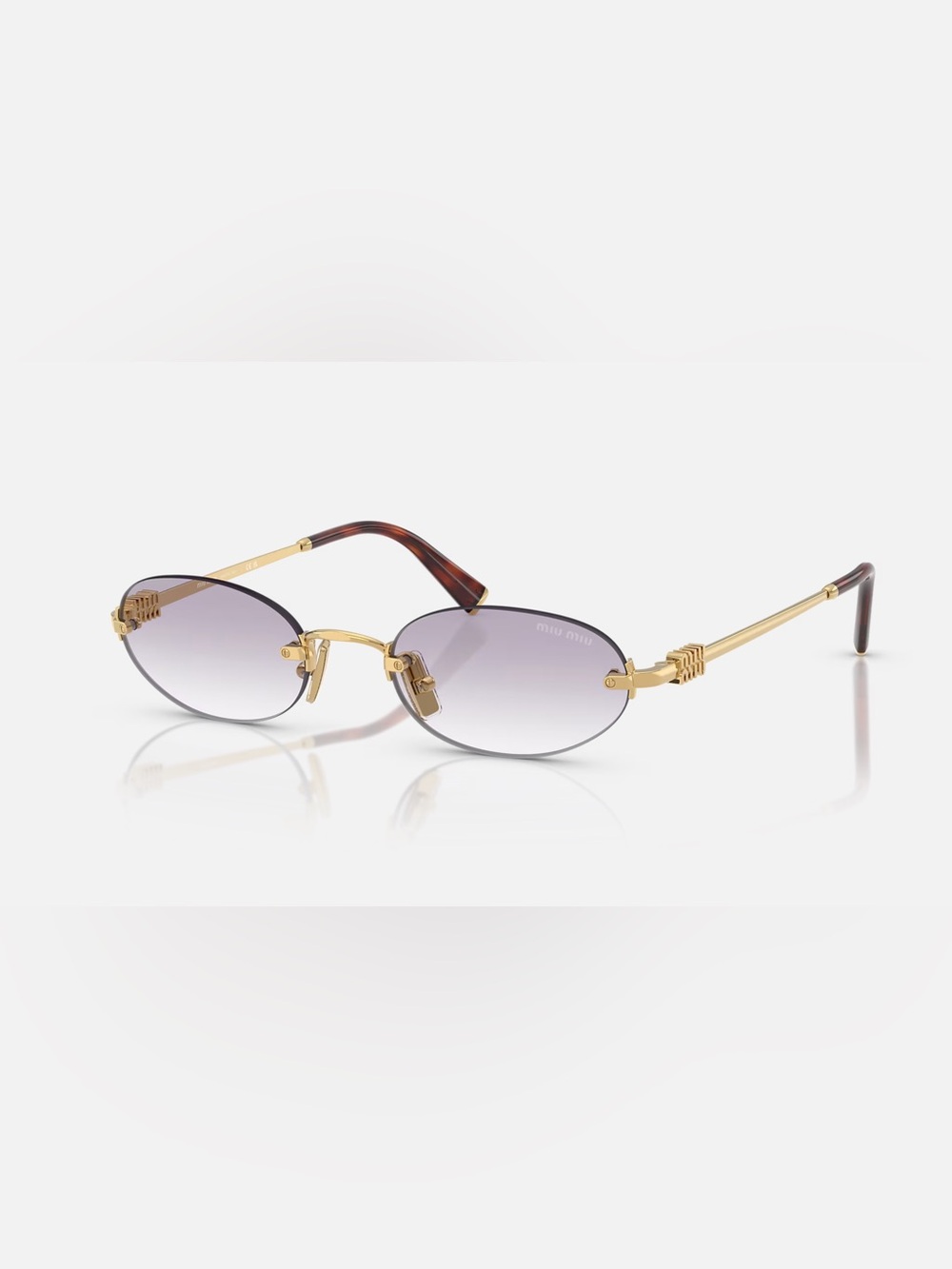 Miu Miu Women's Gold Frame Oval Sunglasses with Purple Gradient Lenses